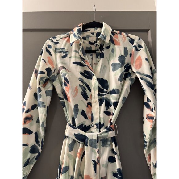 Floral Button-Down Belted Shirt Dress - XS - A New Day - Lightweight Fabric - Picture 4 of 7